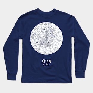 Xian, Shaanxi, China City Map - Full Moon Long Sleeve T-Shirt